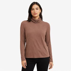 Madewell Shirt Womens Large Brown Turtleneck Long Sleeve Ribbed Stretch Top